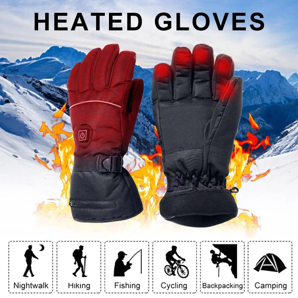 

2020 Electric Heated Gloves With Temperature Adjustment Lithium Batteries Gloves For Skiing Hiking Climbing Driving Cold Weather