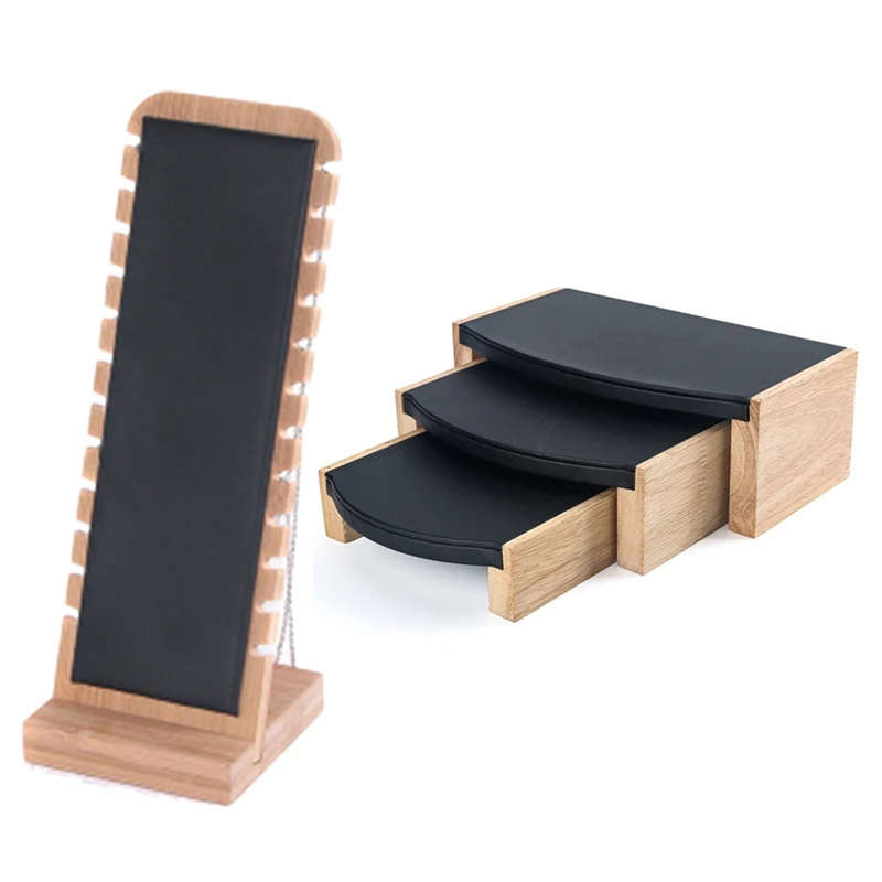 

3 Pcs Pendant Necklace Bracelet Ring Earring Jewelry Display Stand & 1 Pcs Modern Bamboo Necklace Jewelry Storage Rack