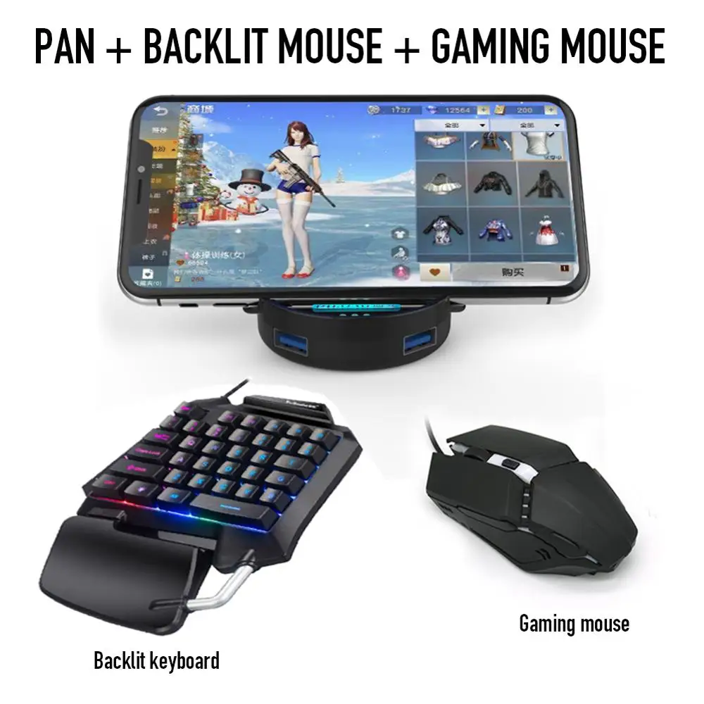 

Mobile Game Controller Adapter (w/) USB Keyboard and Mouse Bluetooth Converter for Android/iOS