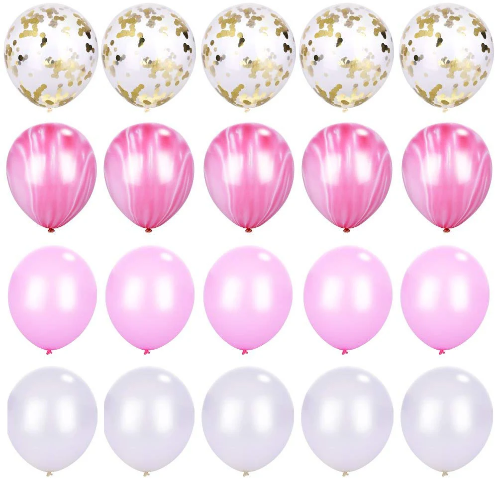 Шары с белыми полосками из розового и золотого мрамора агата латексные шары