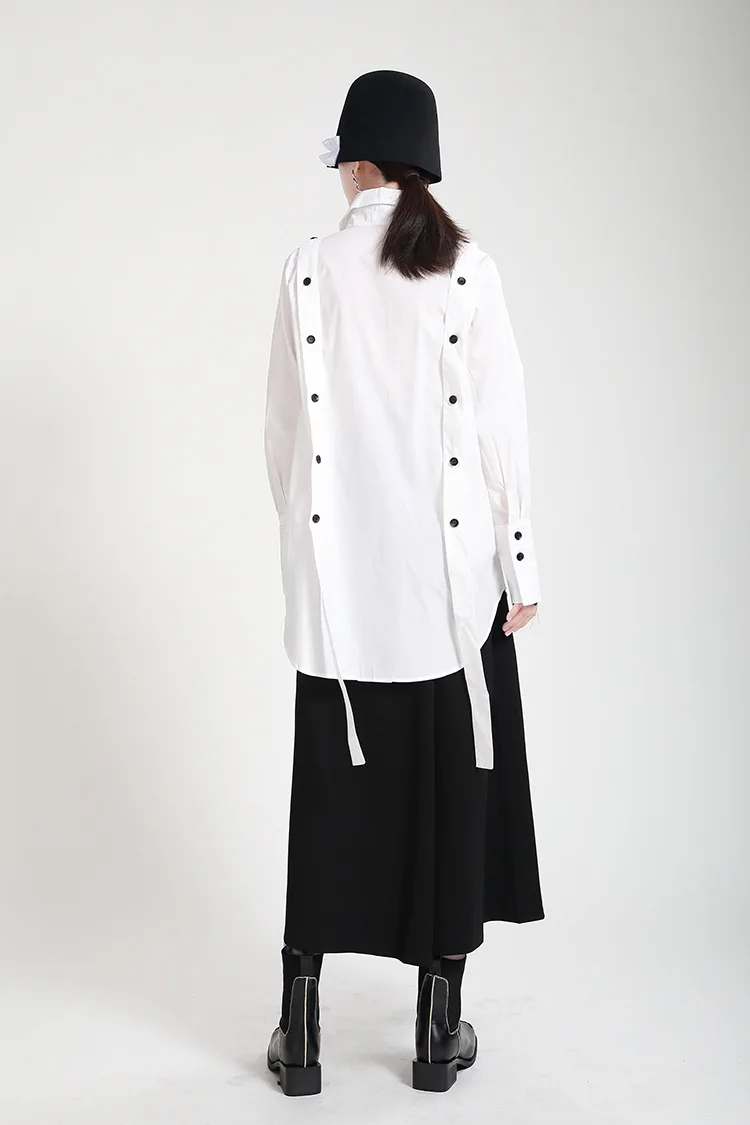 

Office Lady Pointed Collar Shirt for Women 2021 Spring New Plain Blouse Long-Sleeved Shirt Tops Blusas de Mujer y Camisas