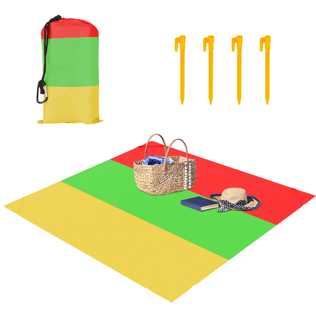 

Sand-Proof Beach Blanket Portable Folding Waterproof Beach Mat Picnic Blanket For Travel Hiking Camping Pocket Camping Mat