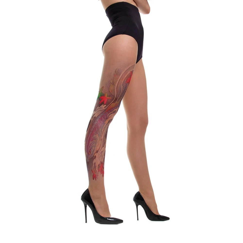Колготки T Tights тату капроновые женские фантазийные с рисунком надписями горошек