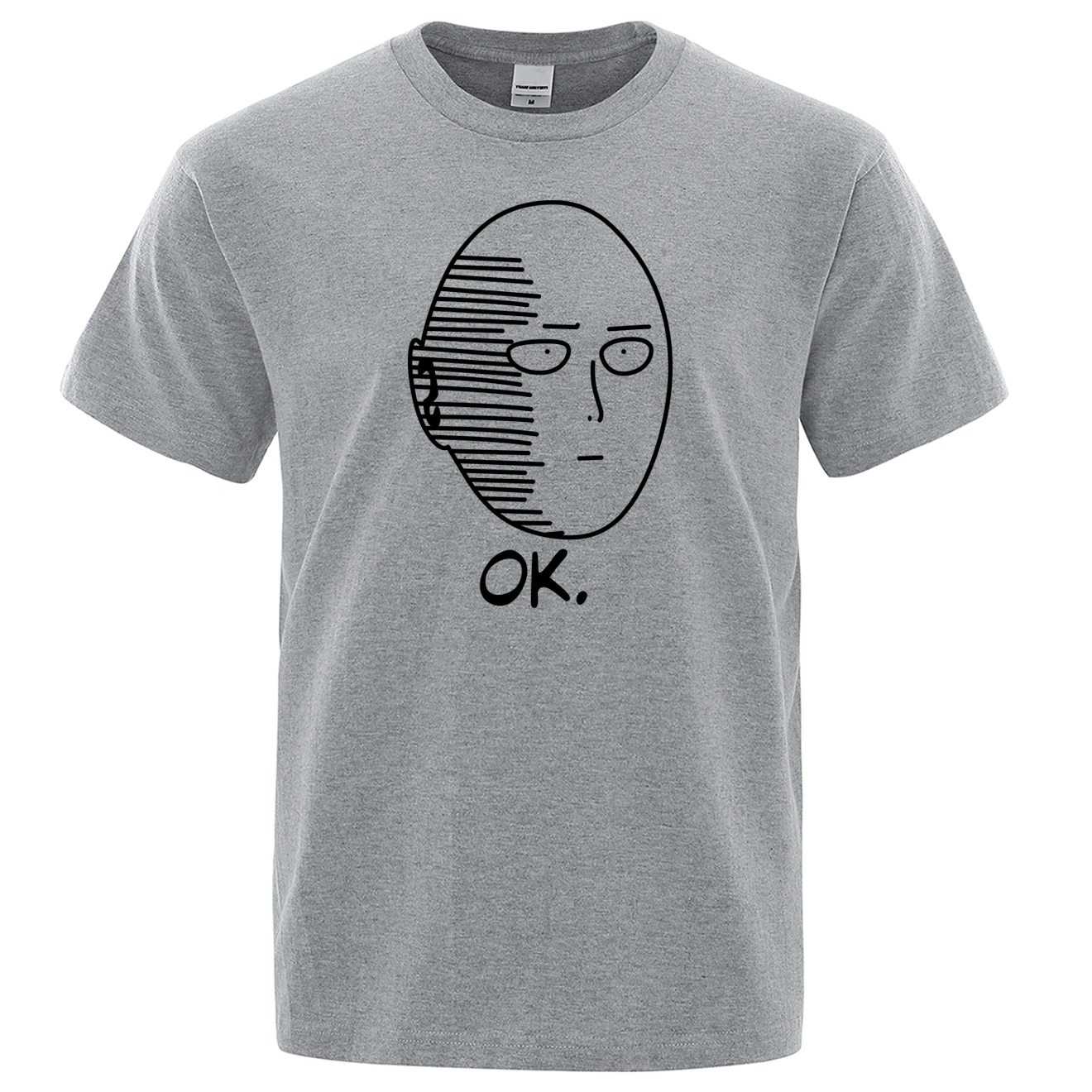 One Punch Man Saitama Sensei Мужская футболка с японским аниме хлопковая футболка Летняя Повседневная футболка с круглым вырезом Мужская Уличная Одежда Harajuku - Цвет: gray 1