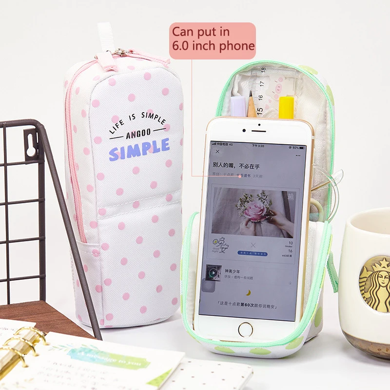 Kawaii стоящий Карандаш чехол на молнии милый карандаш Коробка Для Хранения ручек и