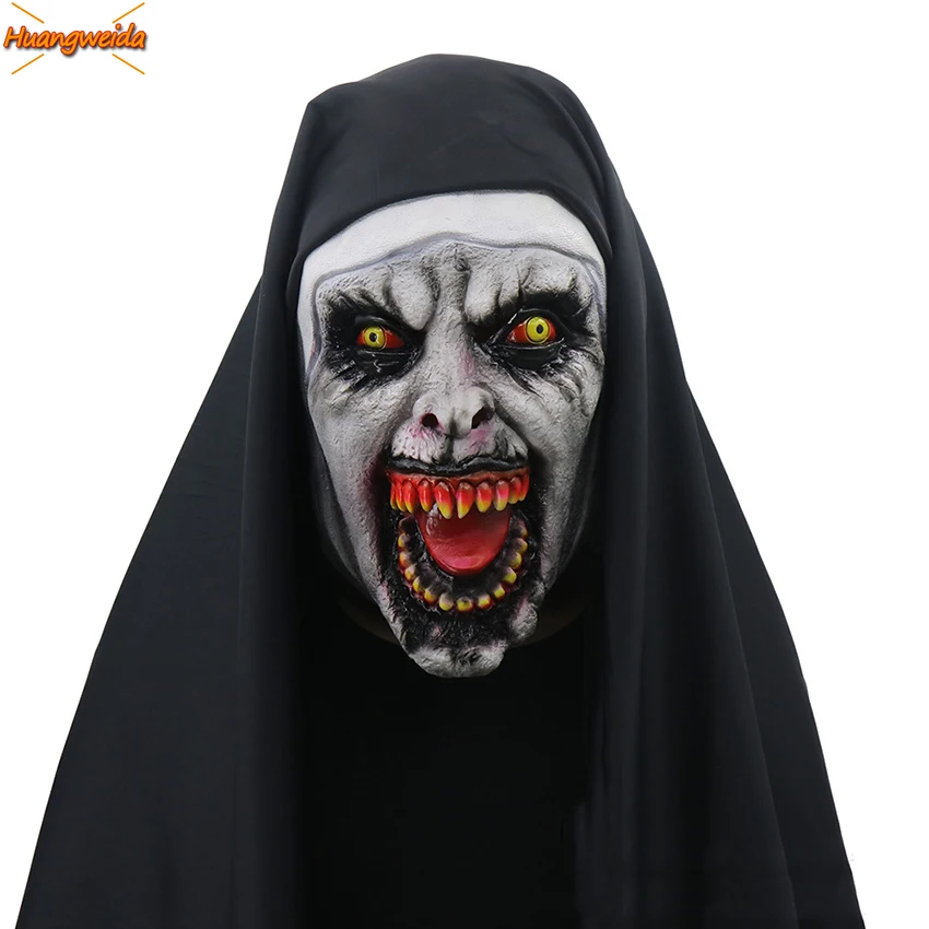 

Horror Nun Costume Predato Latex Mask Halloween Costume for Woman Witch Scary Nun Cosplay Death Eater Patry Carnival Prop