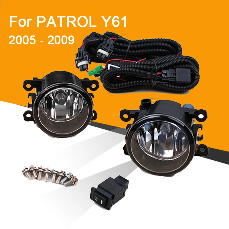 

12v 55W Car Fog Lamp Assembly for Patrol Y61 2005-2009 Front Left and Right Front Bumper Fog Light with Wire Relay Fog Light Kit