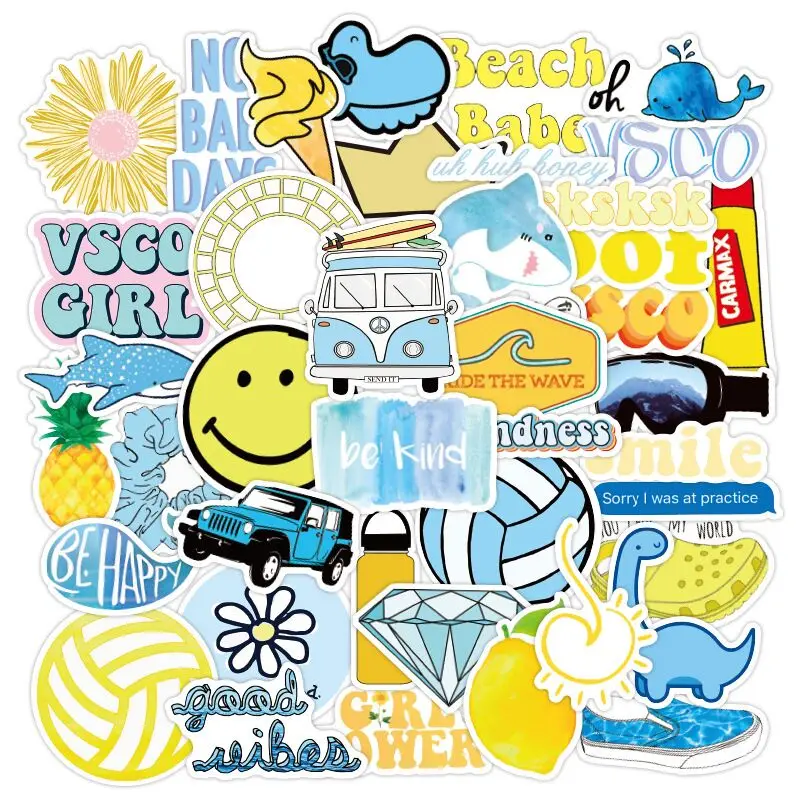 50 шт. милые аниме наклейки VSCO Girl для ноутбука граффити автомобильные бутылки