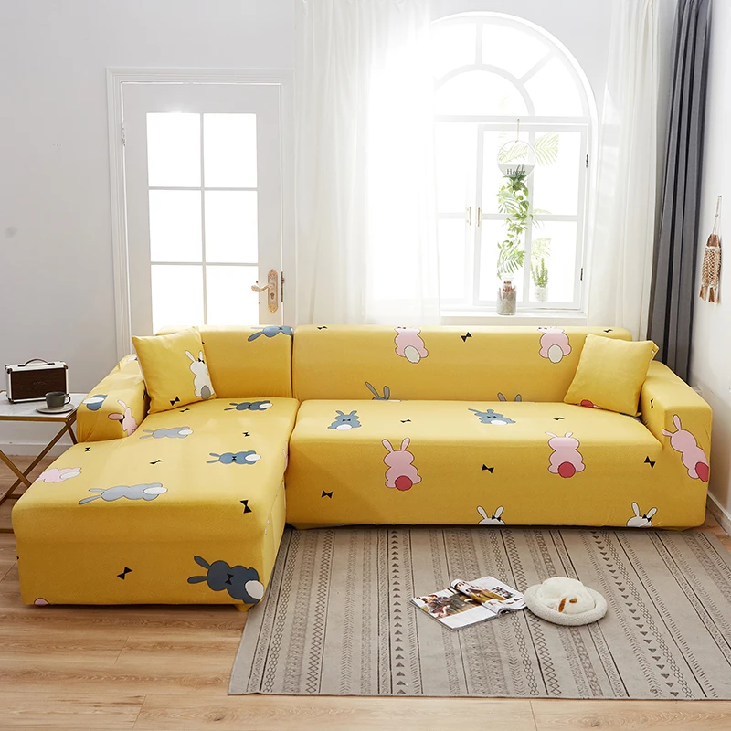 Чехол для дивана Cartoon Stretch Slipcovers для гостиной, с антискользящей эластичной полосой, для секционных диванов, полотенце на 1/2/3/4 места.