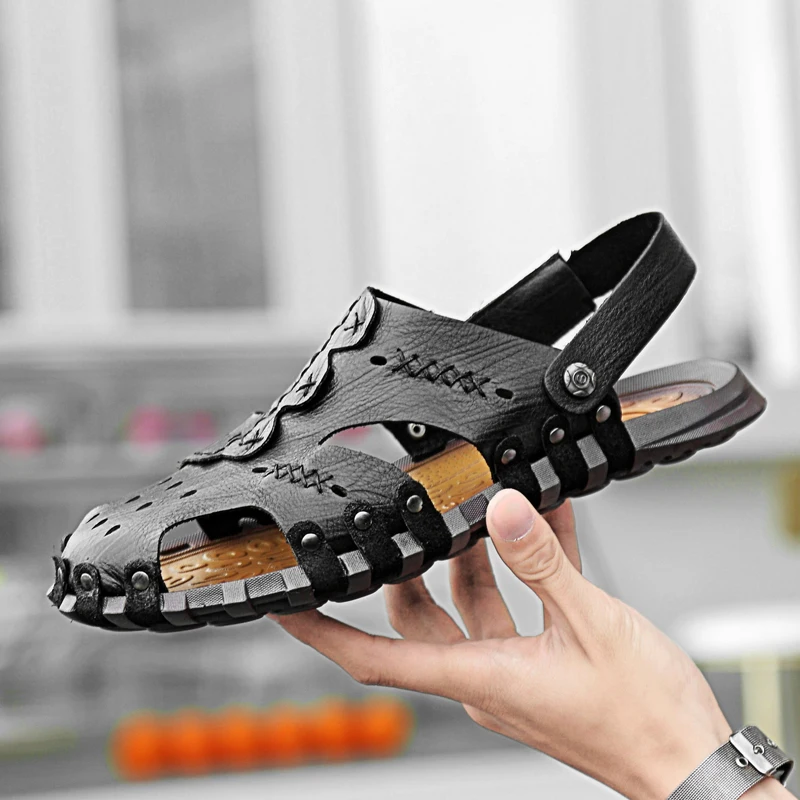 

2020 casual shoes summer sandale casa herren man sandalsslippers rubber leather sandalle da para verano male sandal beach homme