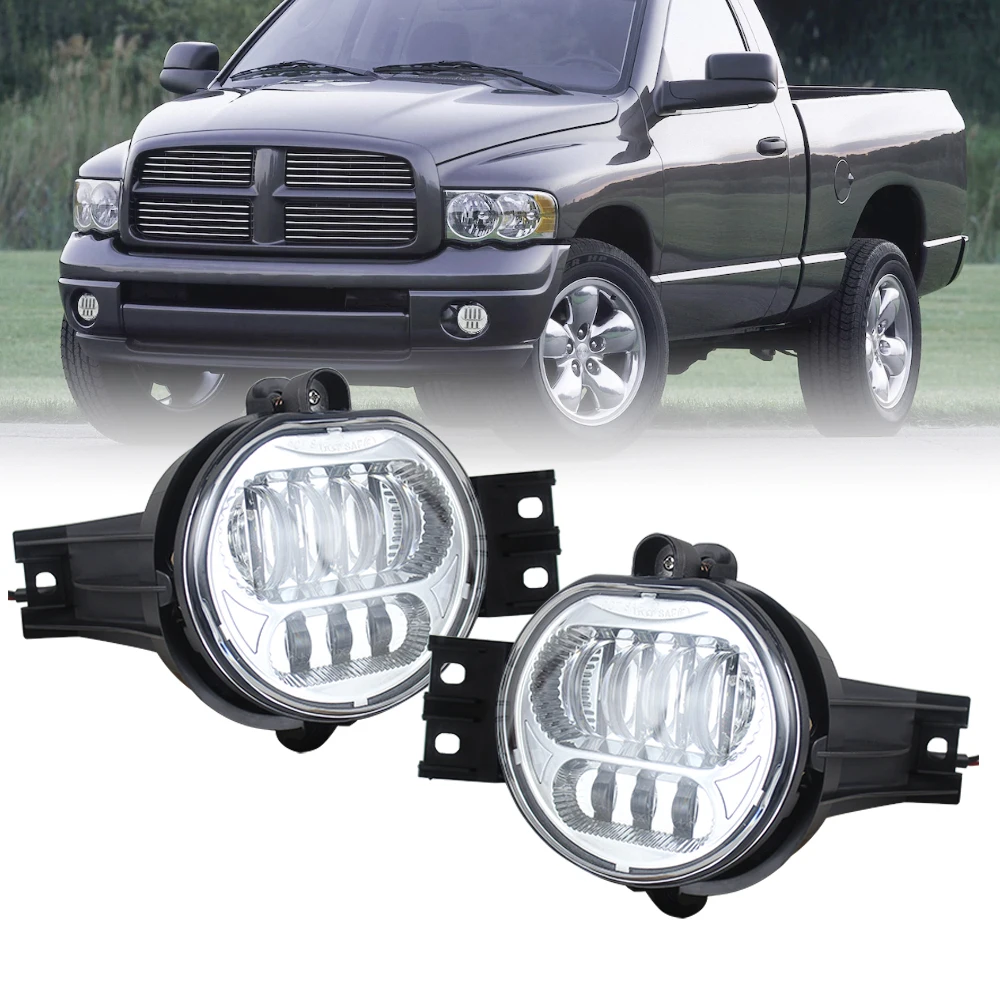 

Хромированная светодиодсветильник противотуманная фара, вспомогательная лампа 63 Вт, подходит для 2003 2004 2005 2006 2007 2008 2009 автомобиля Ram 1500-3500