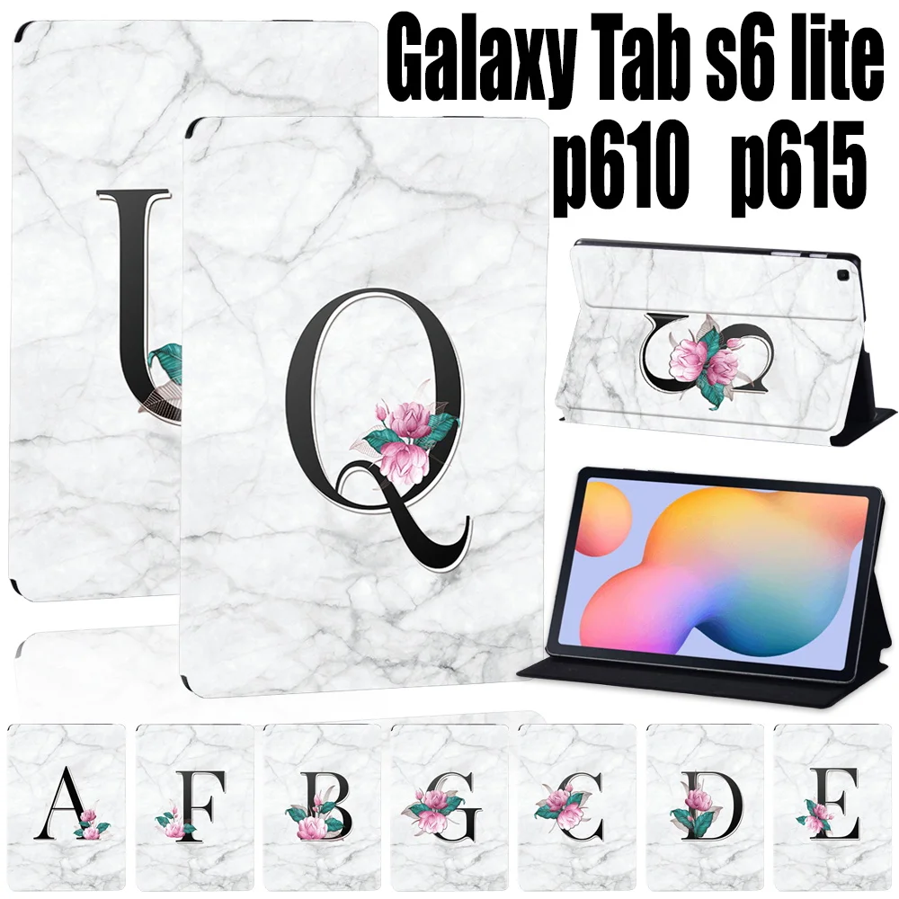 

Tablet Case for Samsung Galaxy Tab S6 Lite P610/P615 10.4 Inch 26 Letter Anti-Drop Leather Cover Case+ Free Stylus