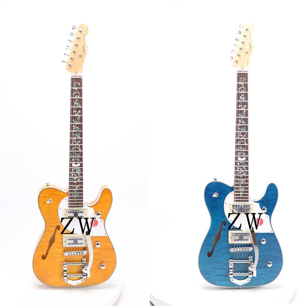 Электрическая гитара под заказ стеганый кленовый верх Цветочная инкрустация