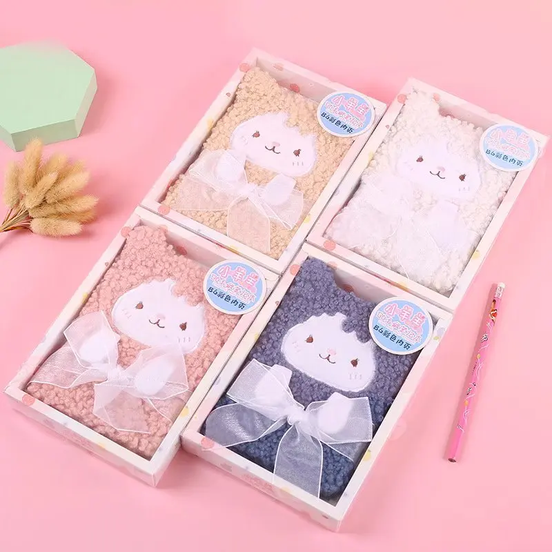 

Kawaii, новинка, ученический плюшевый блокнот, цветной креативный блокнот, Подарочная коробка, книжка для хранения, мультяшный обучающий офисн...
