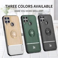 for oppo realme c15 12 v5 adsorption ring bracket cover cases bionic wood grain splicing phone case
