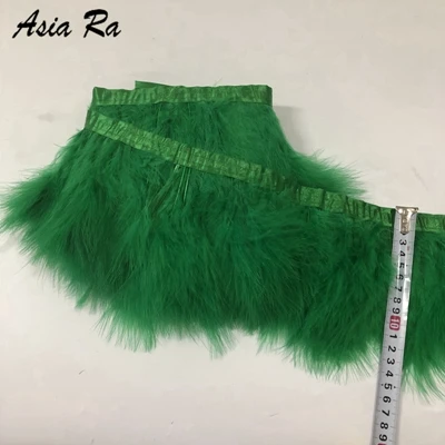 grass green 2 ярда Белый индюк перо полосы для свадьбы Марабу перо планки бахромы 13-20 см Ширина - Цвет: grass green
