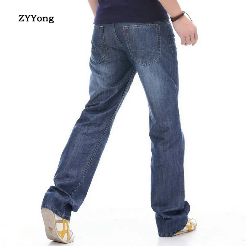 ZYYong Men's Jeans Straight Loose Loose Harem Denim Men's Trousers Black Blue Casual Fashion Men's Wide Leg Pants Plus Size 28-4