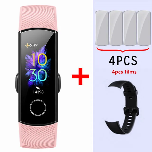 pink add black Умный Браслет huawei Honor Band 5, Оксиметр крови, кислород, волшебный цвет, сенсорный экран, для плавания, для обнаружения сердечного ритма, сна, сна - Цвет: pink add black