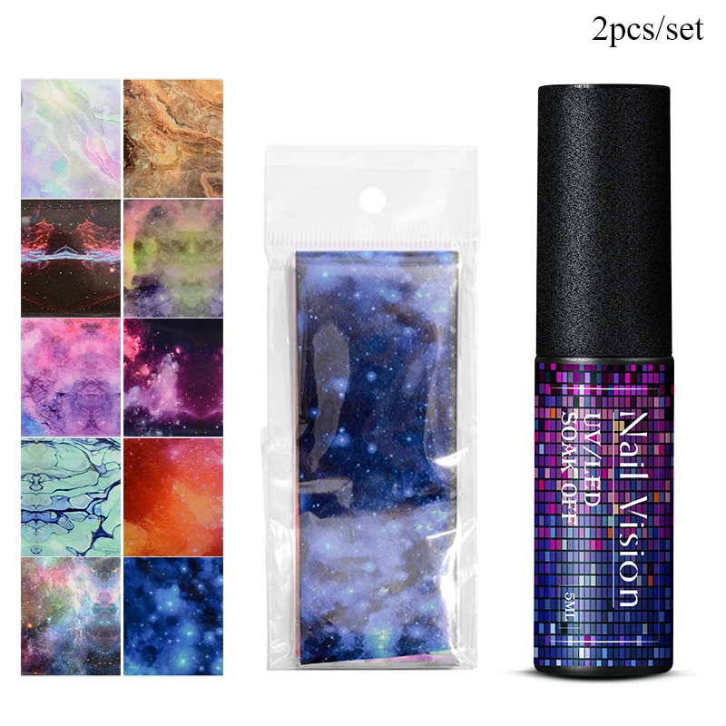 Nail Vision Фольга для ногтей Клей переводной гель-клей Звездный бумажный принт фольга s обертывания Переводные картинки Набор лаков УФ Гель-лак для ногтей лак - Цвет: ZH07000