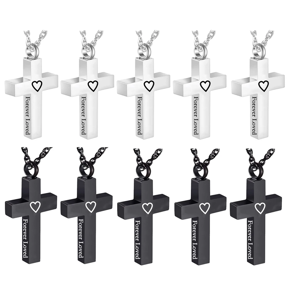 

Cremation jewelry for human ashes heart silver/black cross urn for men/women Memorial jewelry Keepsake ash holder