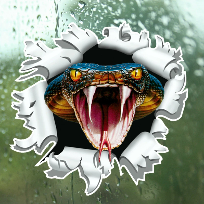 

Car Sticker Snake Anger Cobra Head Come Out From Bullet Hole Funny Automobiles Exterior Accessories PVC Decal