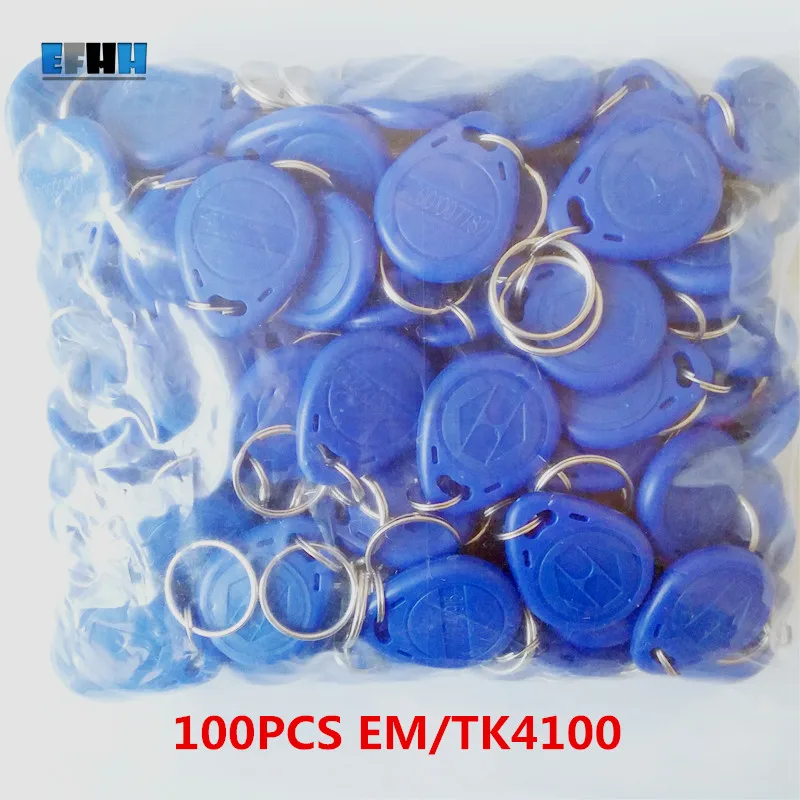 

100Pcs/lot 125khz RFID EM4100 TK4100 Key Fobs Token Tags Keyfobs Keychain ID Card Read Only Access Control RFID Card