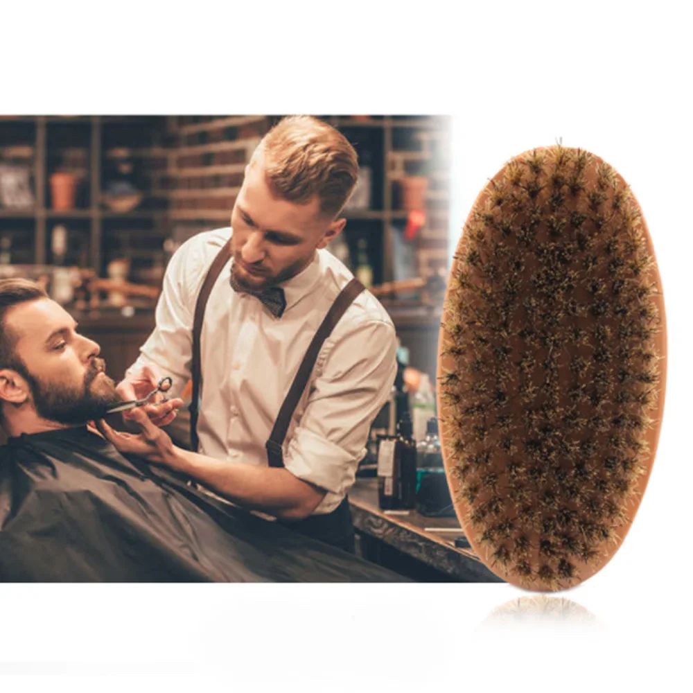 Борода щетка для усов волос эллипс мужской Кабан щетина Бук деревянная Ручка