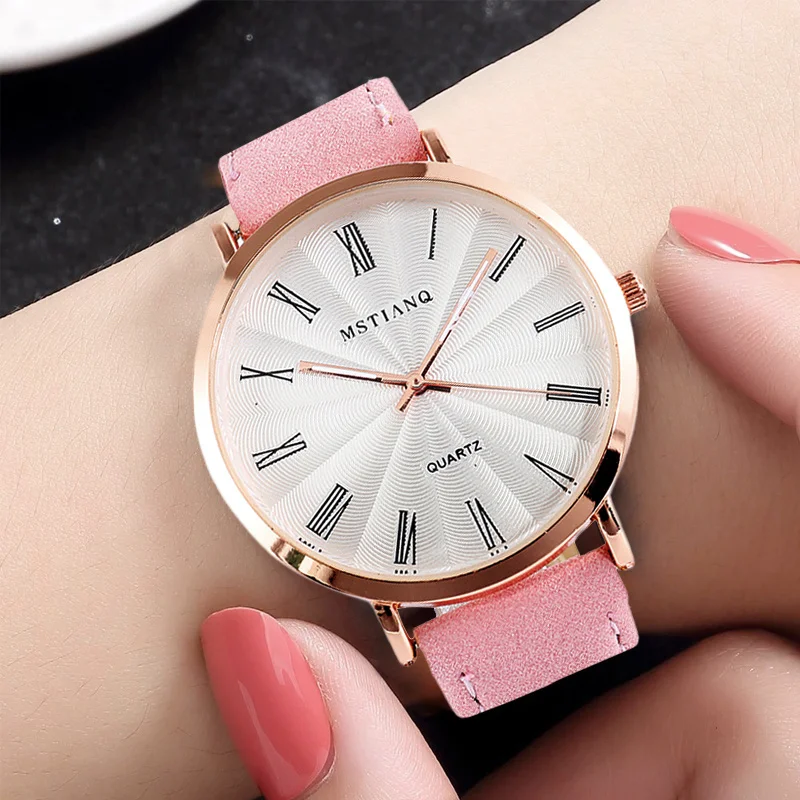 

Часы наручные женские с кожаным ремешком, модные повседневные Простые аналоговые кварцевые роскошные, для наручных часов, 2021