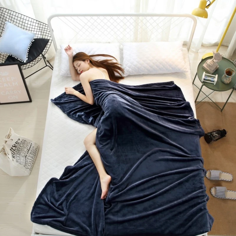 Однотонное утепленное Норковое бархатное зимнее одеяло для занятий йогой