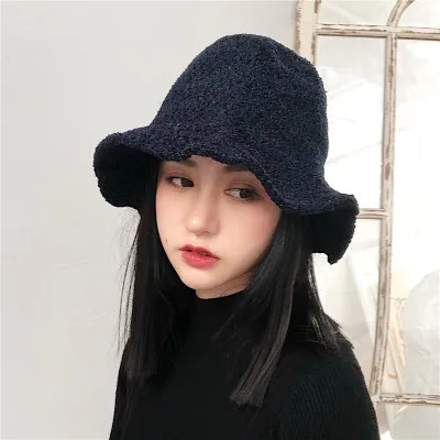 Женская плоская фетровая шляпа однотонная плотная теплая зимняя Панама из фетра