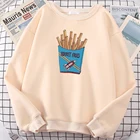 Женские толстовки Рокет фрайс с забавным мультяшным принтом Толстовка для женщин оверсайз Kawii o-образный вырез спортивная одежда свободного покроя с мультяшным принтом Moletom