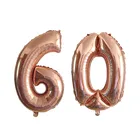 Воздушный шар для дня рождения, 2 шт., 3240 дюйма, розовое золото, красный, черный, цифра, 60 лет, юбилейные праздничные украшения