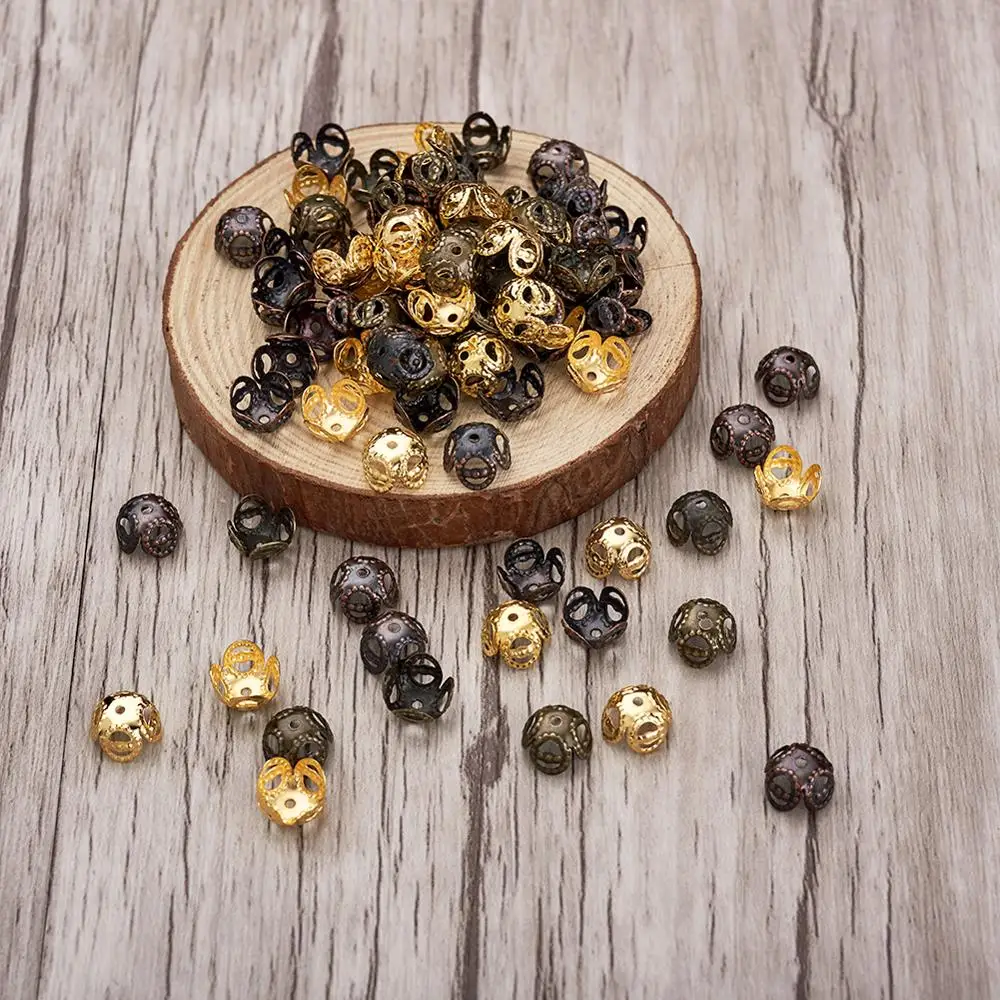 Колпачки для бусин железные 8x5 мм 4 лепестка без никеля самостоятельного