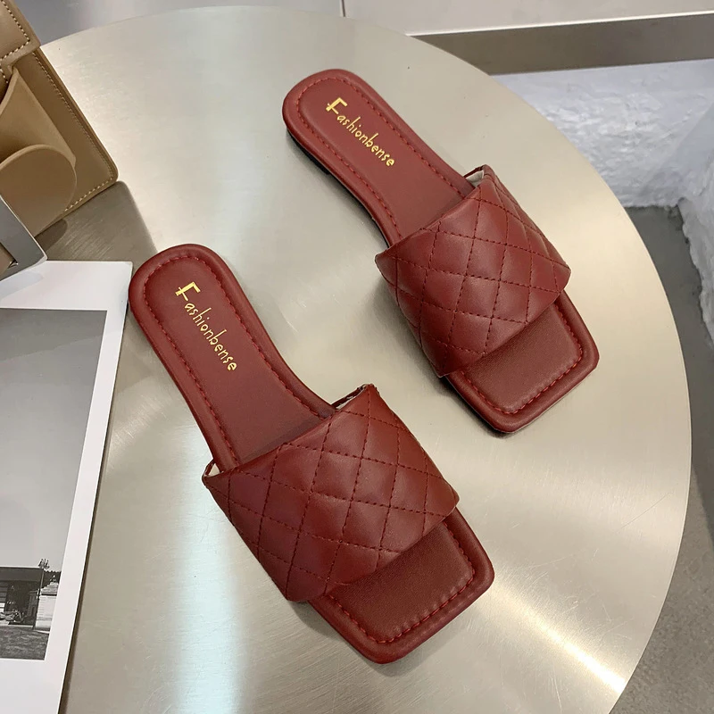 2020 г. женские шлепанцы новые на плоской подошве плетеные кожаные повседневные