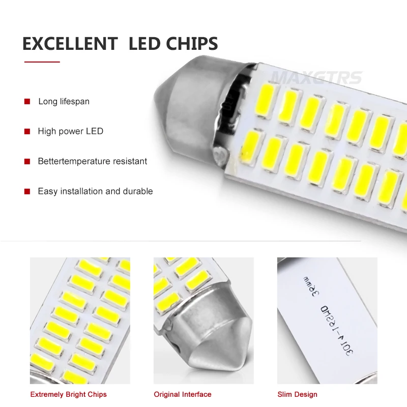 10x Canbus Led гирлянда 31 мм 36 39 42 SV8 5 C10W C5W 3014 SMD 12 В лампа освещения автомобильный Купол