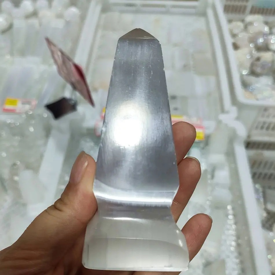 

9-10 см, SELENITE из Белого Гипса, небоскребок, замок, башни, гипсовая пирамида, Хрустальная точка для украшения дома