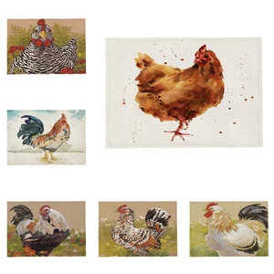 Красивая Подставка под столовые приборы в виде животных, петуха, курицы, индейки, геометрический обеденный стол, кухонные салфетки из полиэстера и конопли на заказ