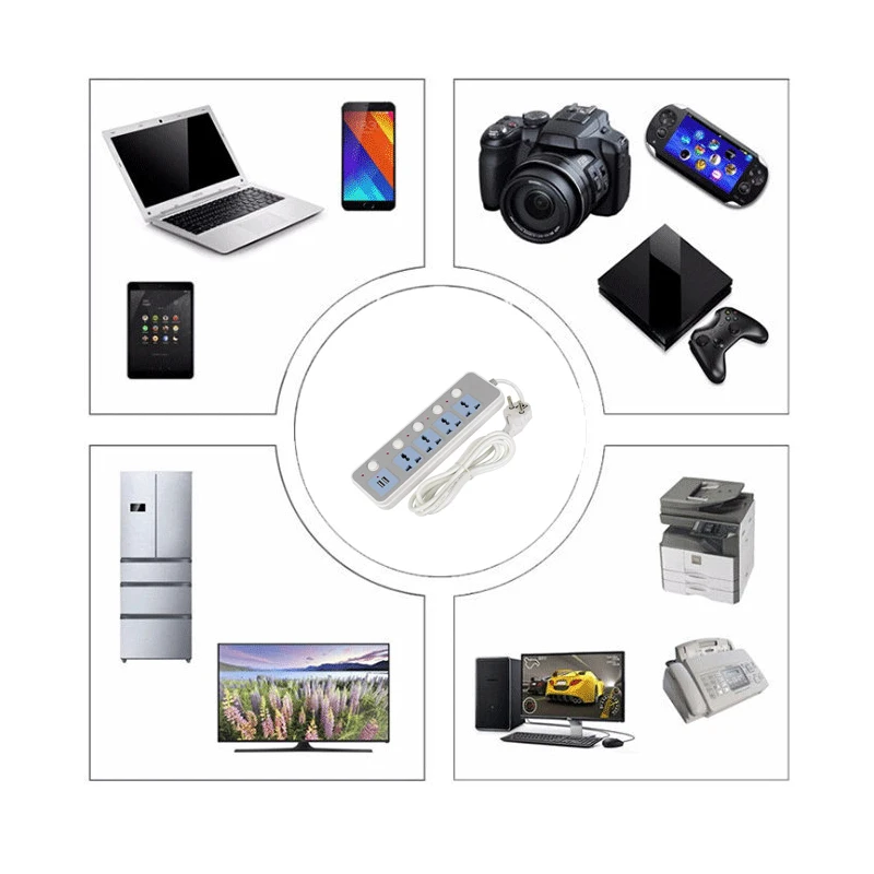 Smart 2 круглый контактный ЕС розетка независимый переключатель Мощность полосы с