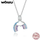 Женское ожерелье из серебра 925 пробы, с разноцветным кулоном