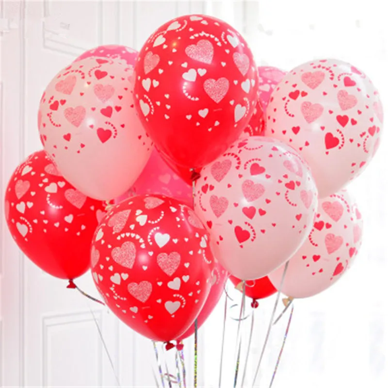 10 шт./лот 12 дюймов Полностью печатные сердца любовь латексные воздушные шары