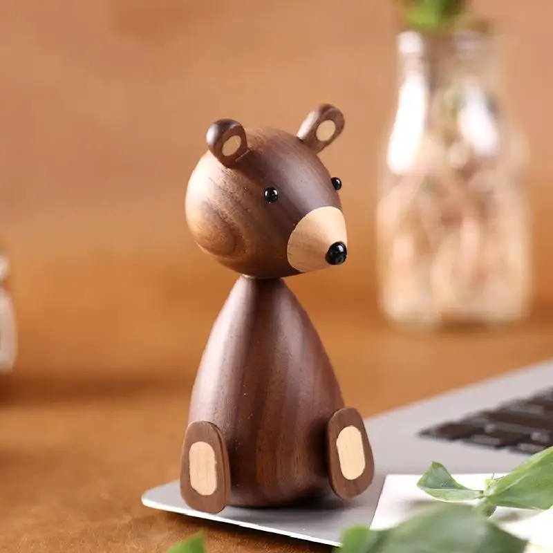 Деревянная фигурка персиковый медведь в скандинавском стиле ремесленные