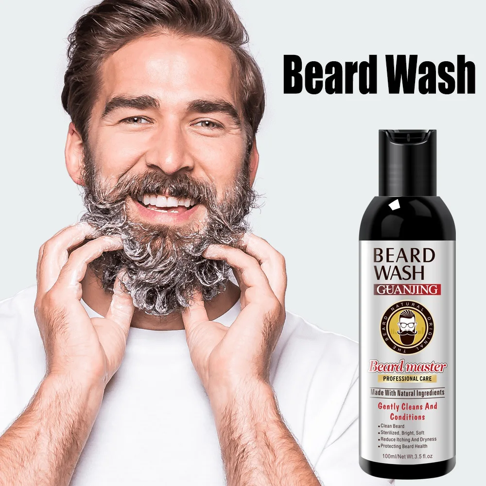

100ml Beard cleaner beard care cleaner clean anti-frizz beard cleaner beard oil mens grooming kit Men's beard care series