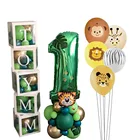 Латексные воздушные шары с изображением животных в джунглях, сафари, для дня рождения, для мальчиков и детей, 1 набор
