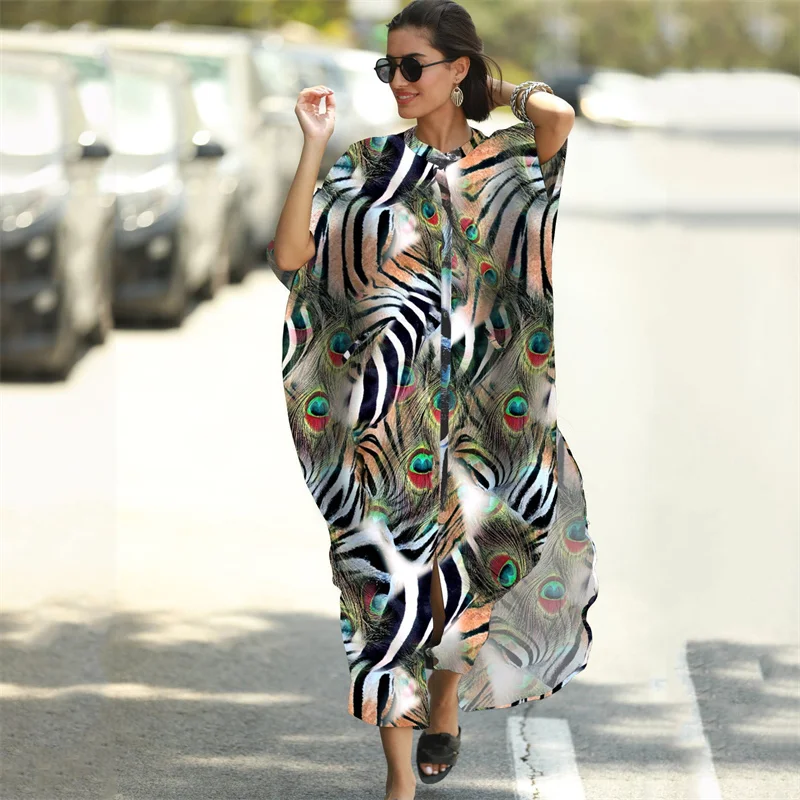 

Накидки 2021, женское пляжное кимоно с принтом, длинное пляжное платье, саронг, пляжная одежда