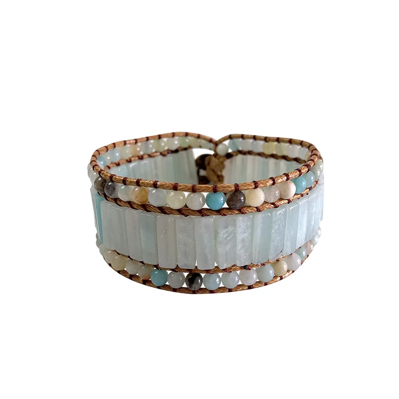 

Exclusive Designer Bracelets Howlite Amazonite Seed Beads Cuff Bracelets Bohemia Bracelet Femme Jewelry