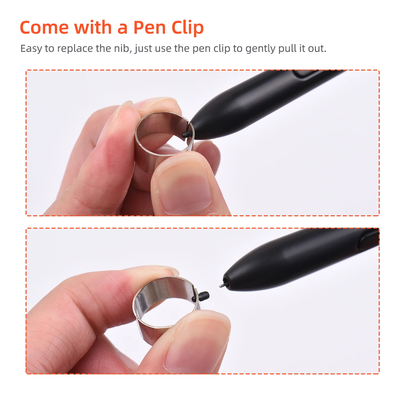 

30pcs Replacement Nibs Pen Tips POM with Pen Clip Compatible for VINSA PEN-1 Graphics Drawing Tablet Stylus Black