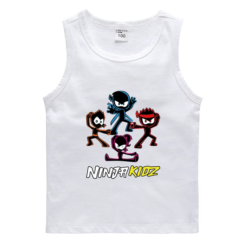 

NINJA KIDZ 2-14 Y Kids Baby Boys Vests T-shirts Children Summer Sleeveless Tshirt Tops Girs Clothes Cotton Tees Black Playsuits