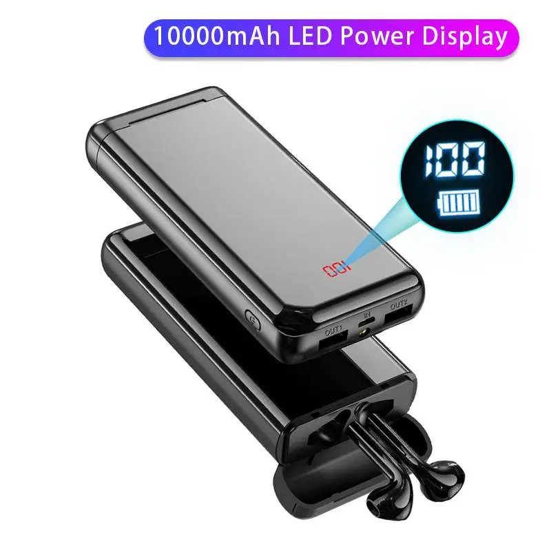 EastVita Bluetooth наушники 2 in1 с 10000 мАч Зарядка чехол Мощность банк Беспроводной