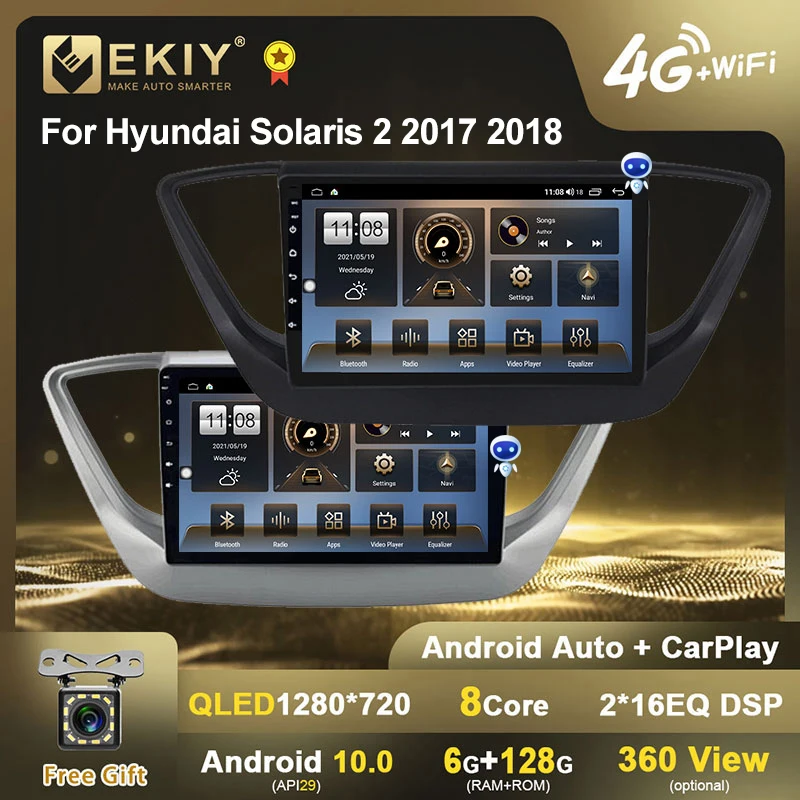 

EKIY For Hyundai Solaris 2 2017 2018 Android Car Radio QLED DSP 1280*720 6G+128G Multimedia Player GPS Navigation Stereo BT DVD
