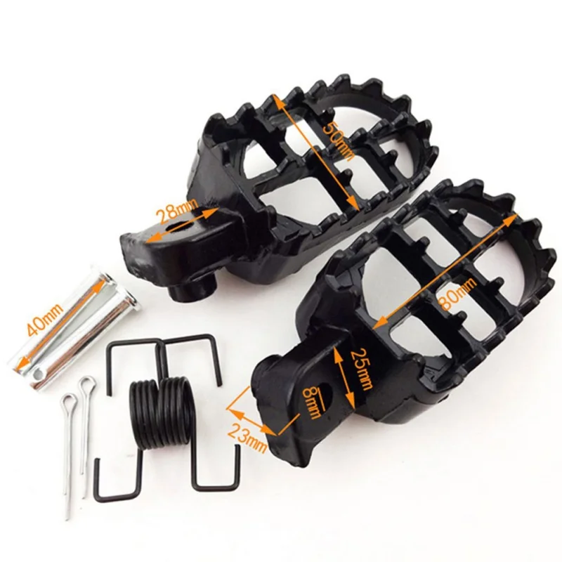 

New 2PCS 20*50MM Footrests Foot Pegs Motorcycle Irony Wide Motocross Black Aluminium Pads Drop shipping